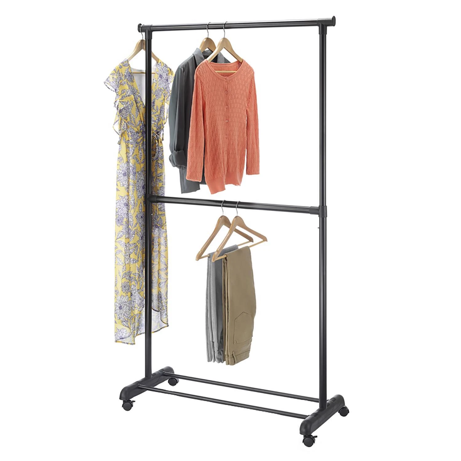 Whitmor 70.25 In H X 37.25 In W X 18.5 In L Metal Adjustable Garment Rack With Wheels