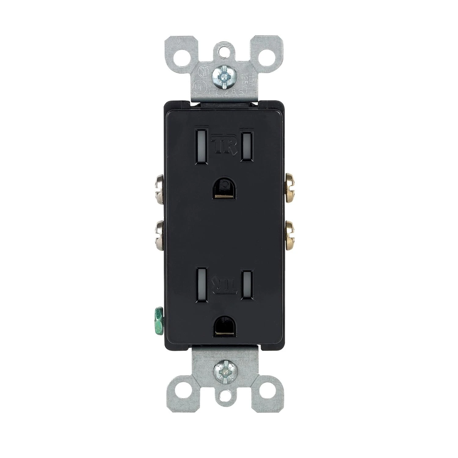 Leviton Decora 15 Amp 125 Volt Tamper Resistant Black Duplex Outlet 5-15r