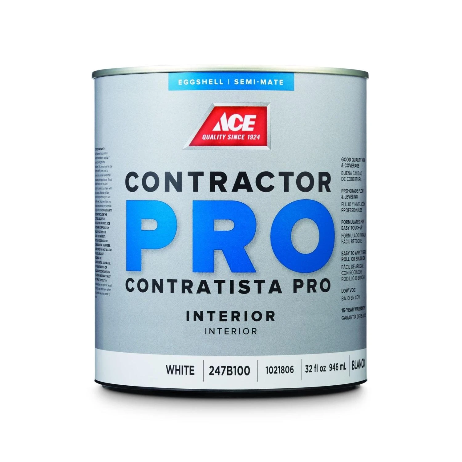 Ace Contractor Pro Eggshell White Water-based Interior Paint 1 Quart