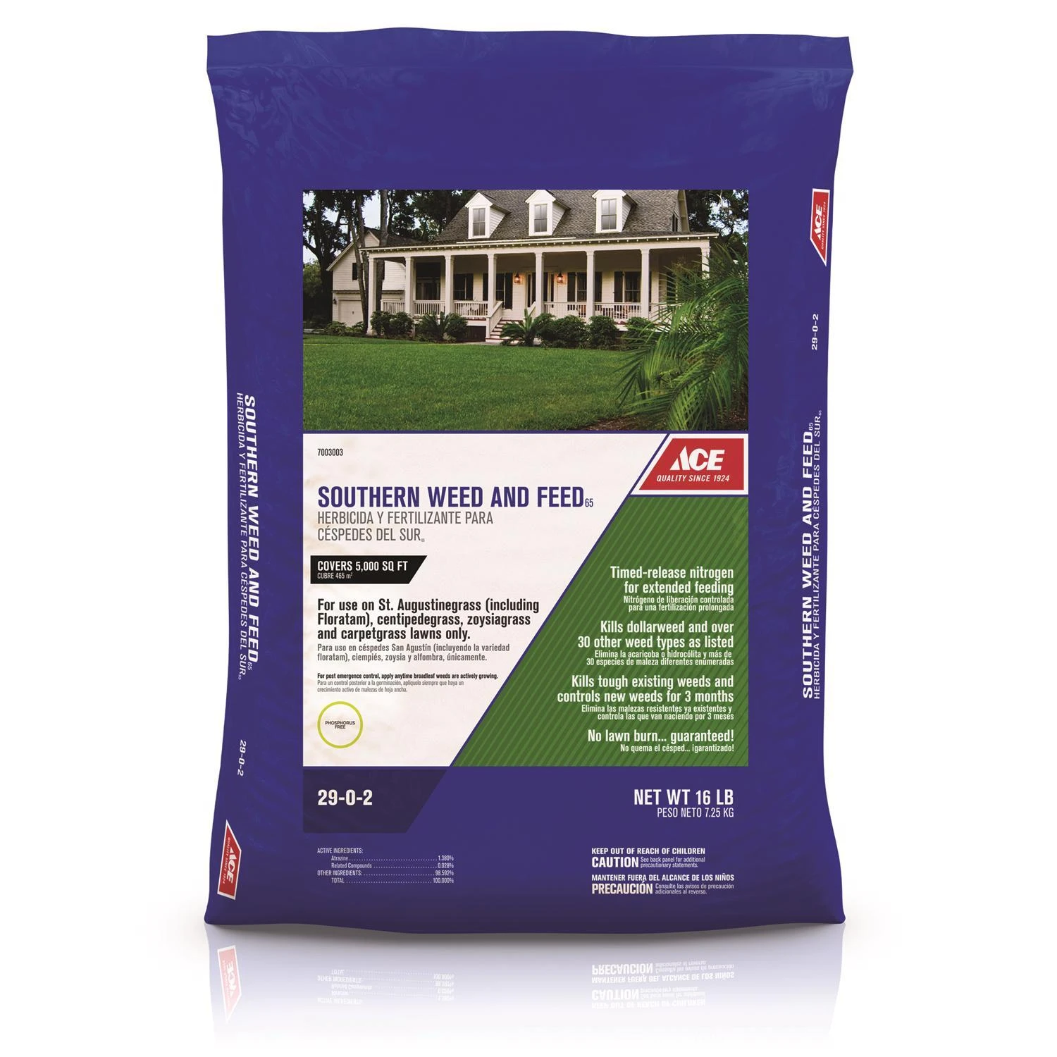 Ace Southern Weed & Feed Lawn Fertilizer For Multiple Grass Types 5000 Sq Ft