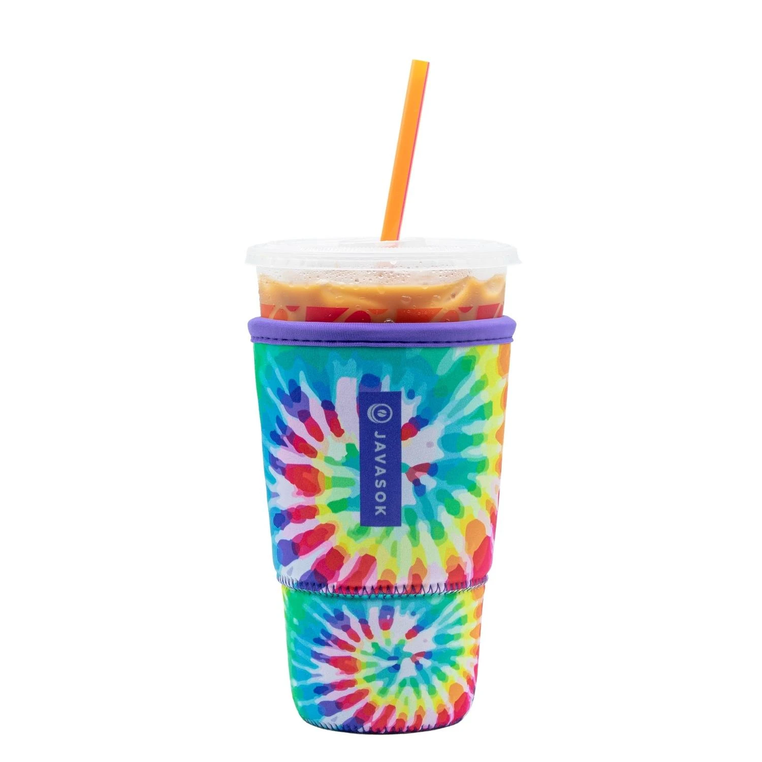 Javasok 32 Oz Tie Dye Rainbow Multi-colored Bpa Free Beverage Koozie Sleeve