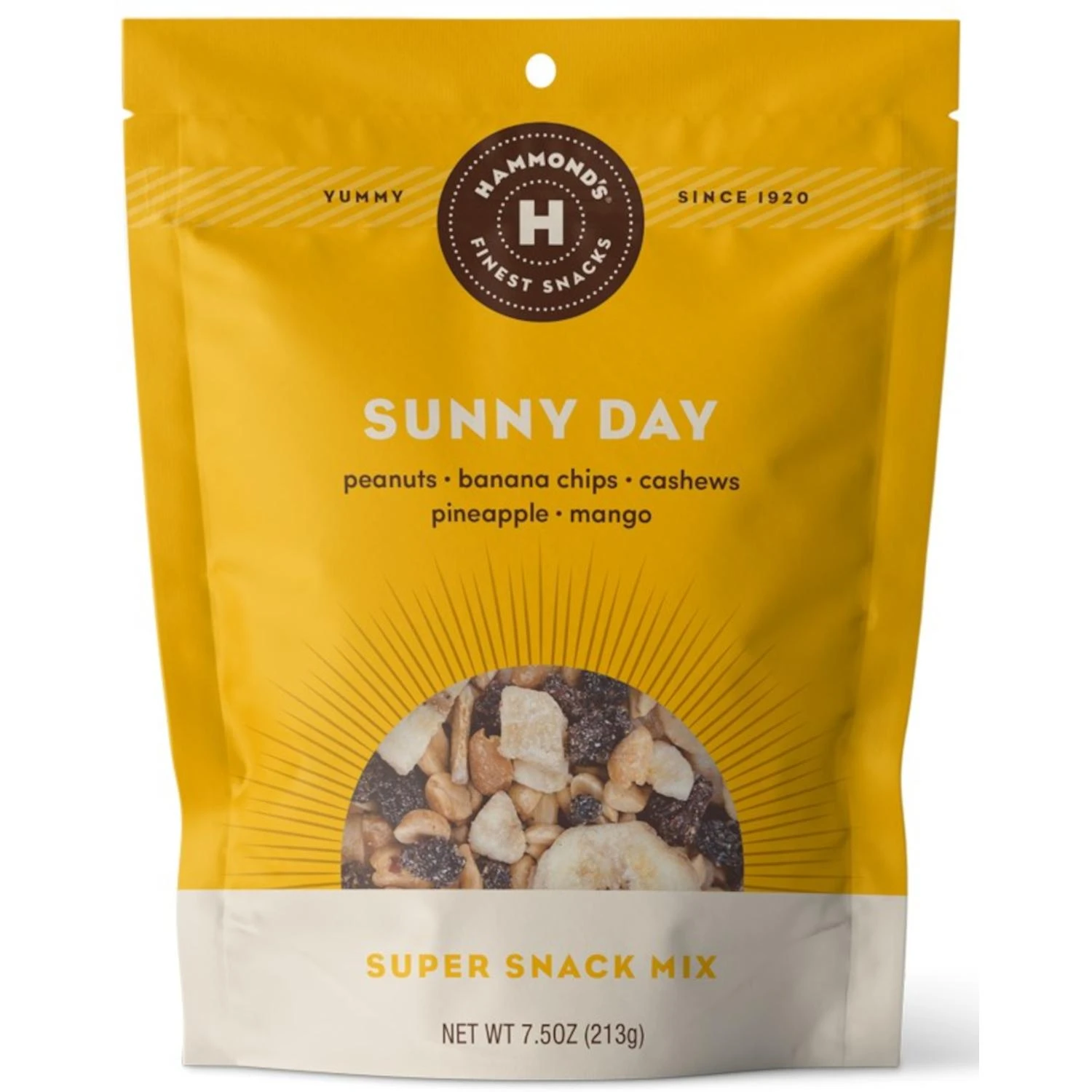 Hammond's Sunny Day Snack Mix 7.5 Oz With Peanuts, Cashews, Banana Chips