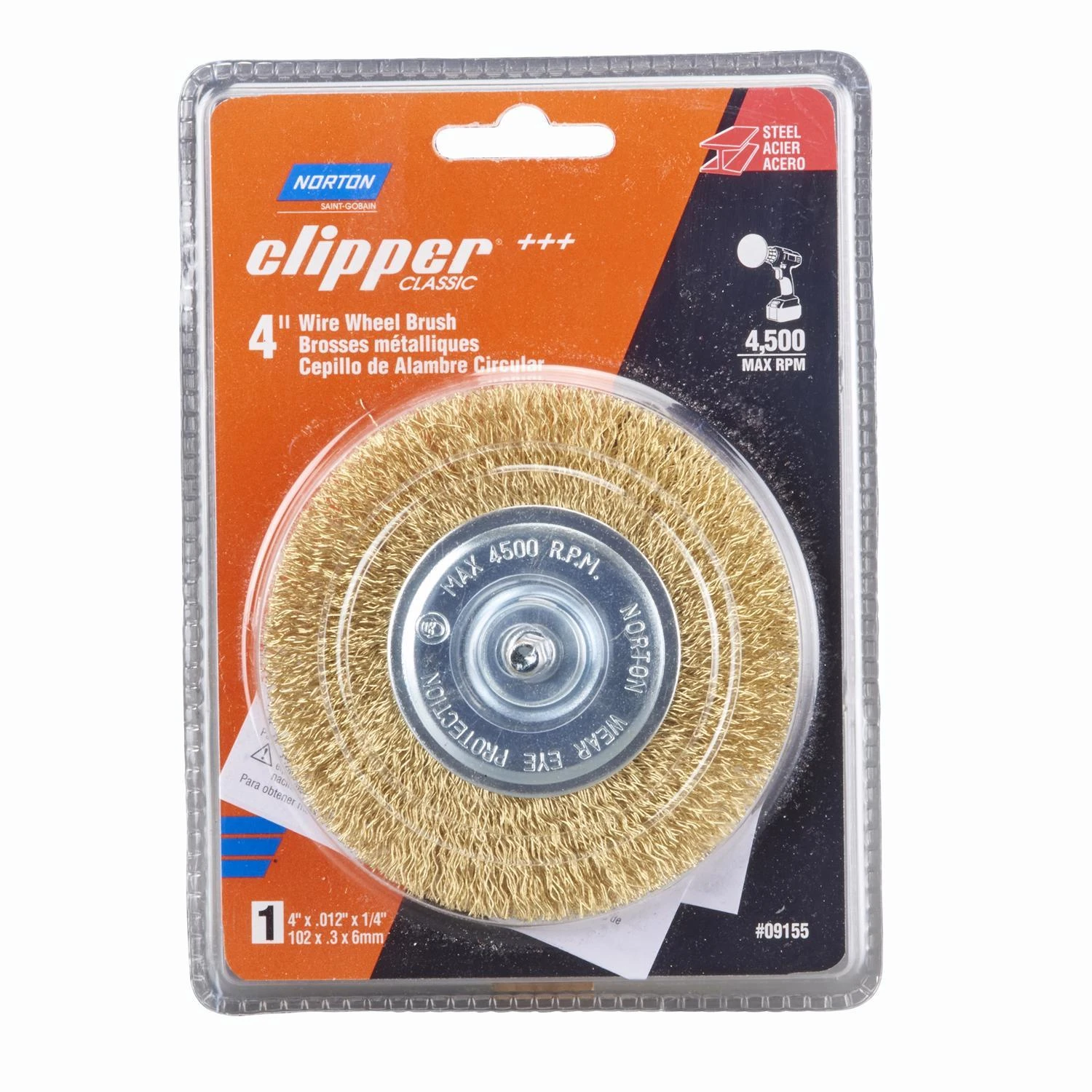 Norton Clipper 4 Inch Coarse Wire Wheel Carbon Steel 4500 Rpm 1 Piece