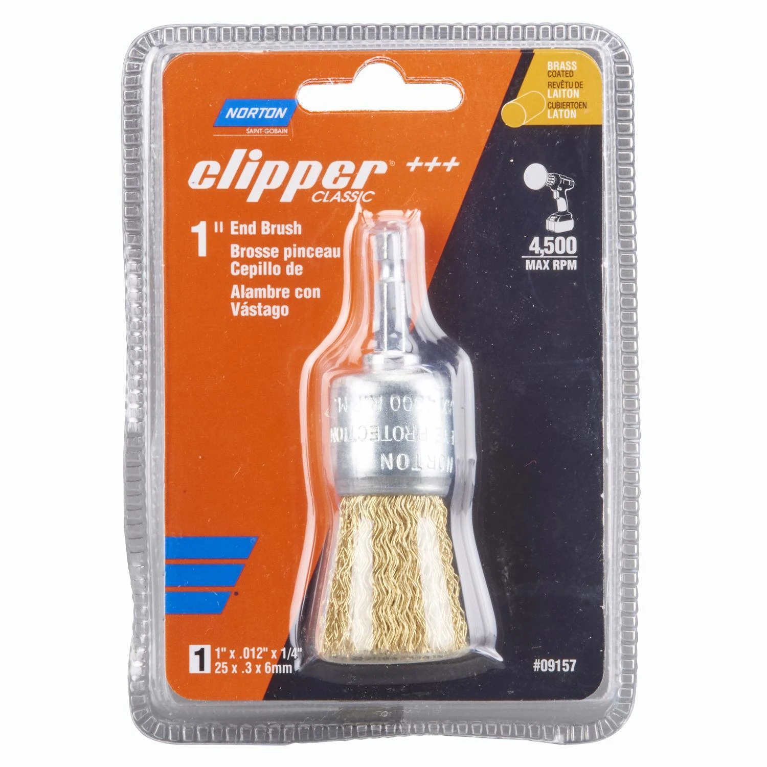 Norton Clipper 1 In. Coarse Brass Wire End Brush 4500 Rpm 1 Piece