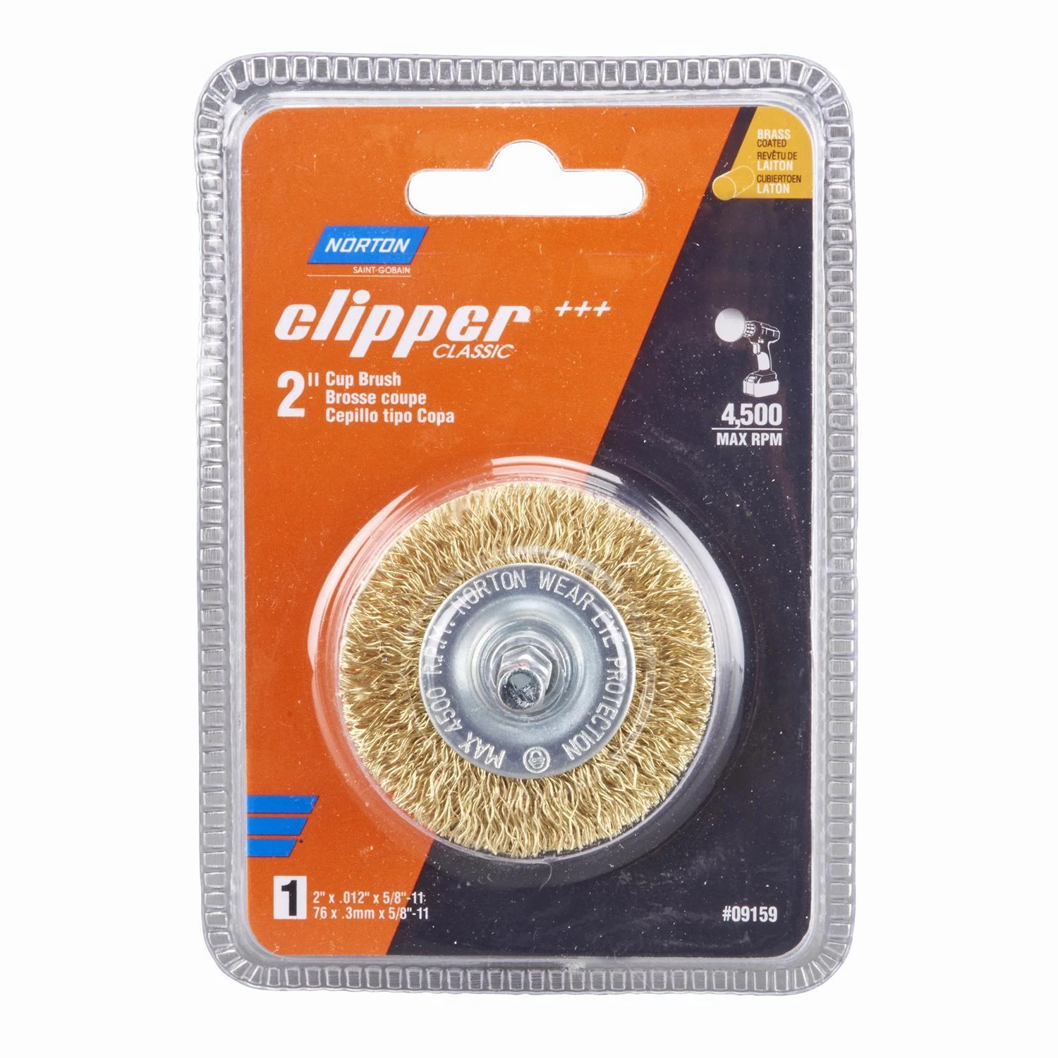 Norton Clipper 2 Inch Coarse Crimped Wire Cup Brush Brass 4500 Rpm