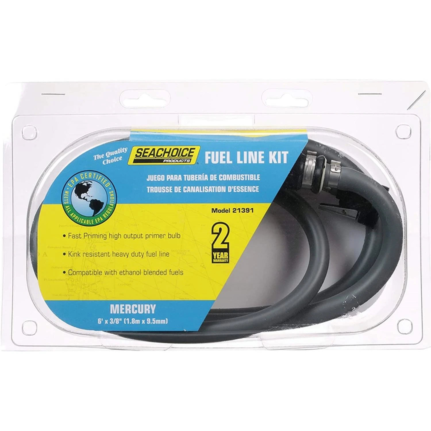Seachoice 21391 Low Perm Fuel Line Kit For Mercury Engines, 3/8-inch X 7 Feet