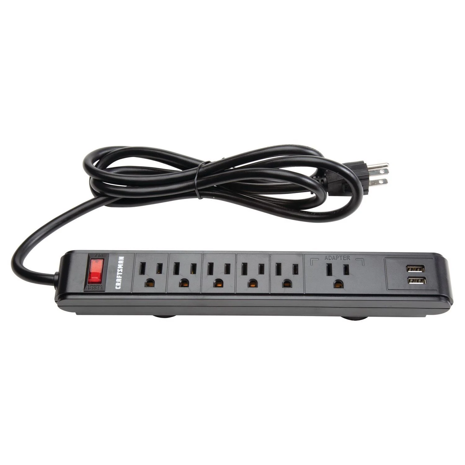 Craftsman 6.5 Feet Magnetic Power Strip With 6 Outlets And 2 Usb Ports