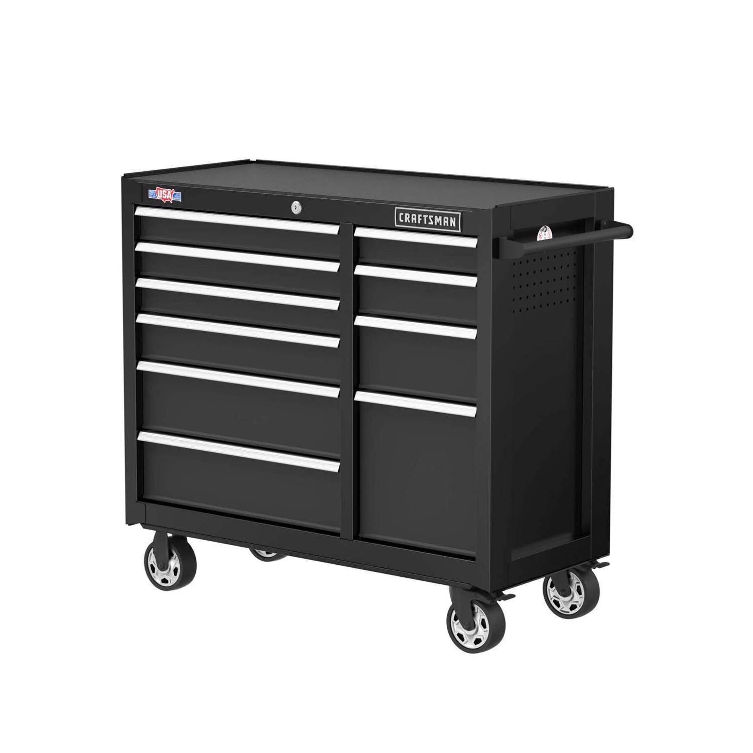 Craftsman S2000 41 Inch 10 Drawer Steel Rolling Tool Cabinet With Toe-locking Brakes