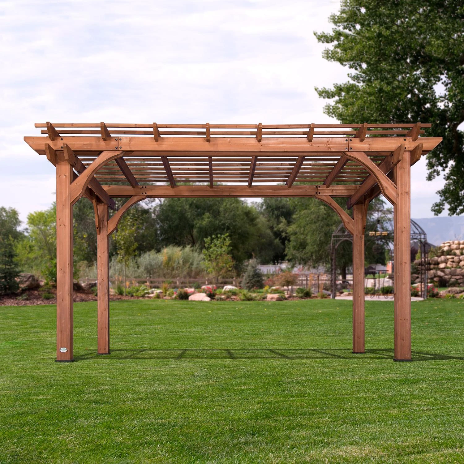 Backyard Discovery Cedar Pergola 7.92 Ft. H X 10 Ft. W X 14 Ft. L