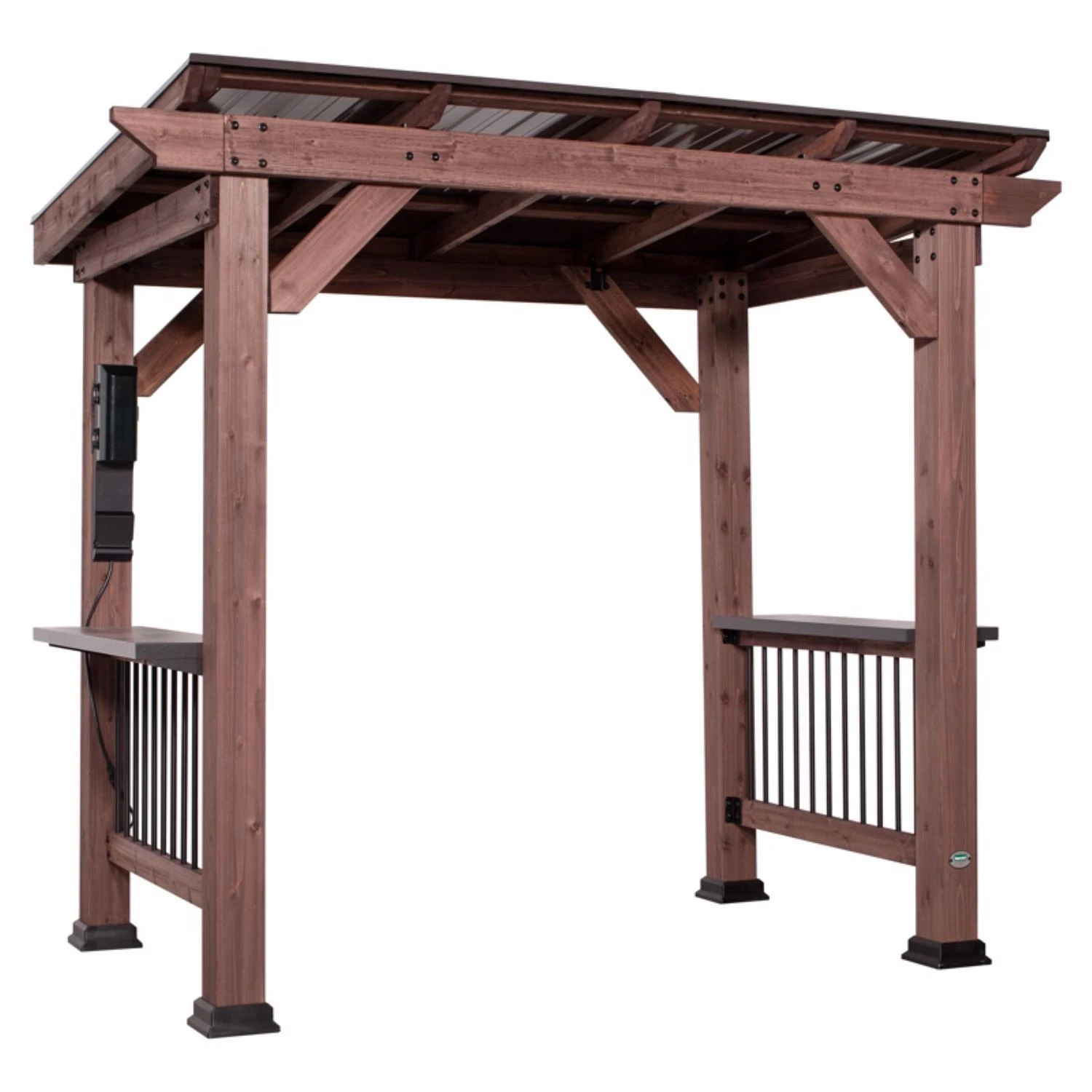 Backyard Discovery Saxony Grill Gazebo 7.33 Ft. Cedar Wood With Steel Roof