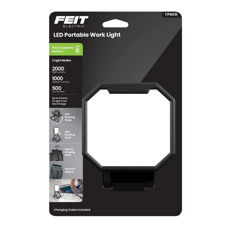 Feit Electric 1000 Lumens Led Rechargeable Hanging Hook Folding Worklight