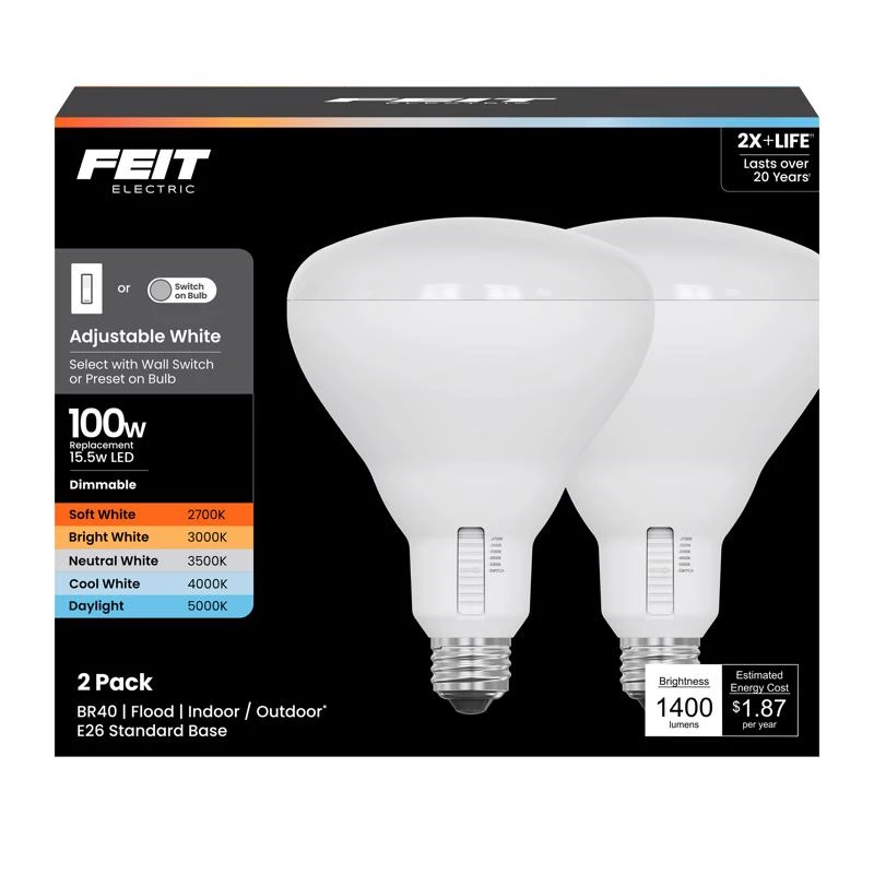 FT LED BR40 AW  100W 2PK