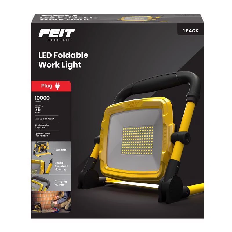 Feit 10000 Lumens Led Corded Stand Work Light With Grounded Receptacle