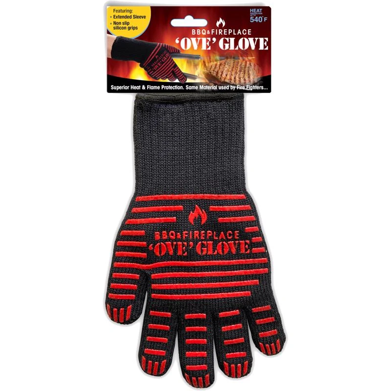 Ove Glove Black/red Aramid Cotton Oven Mitt, Heat Resistant To 540 Degrees
