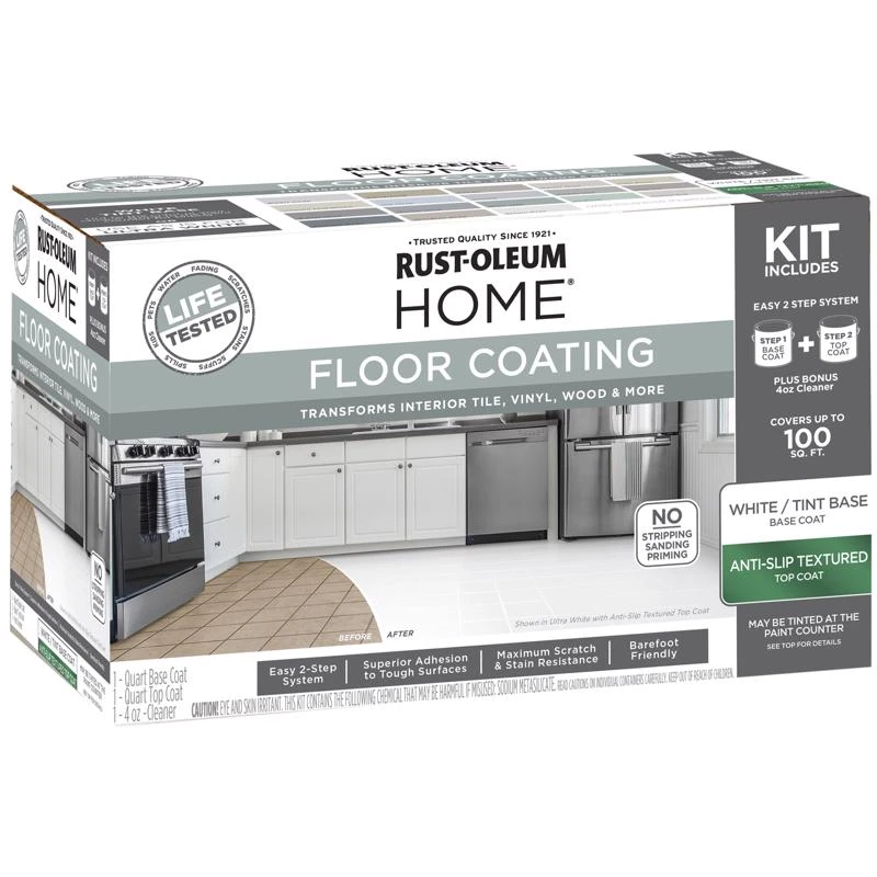 Rust-oleum Home Anti-slip Textured White Tint Base Floor Coating Kit 1 Quart