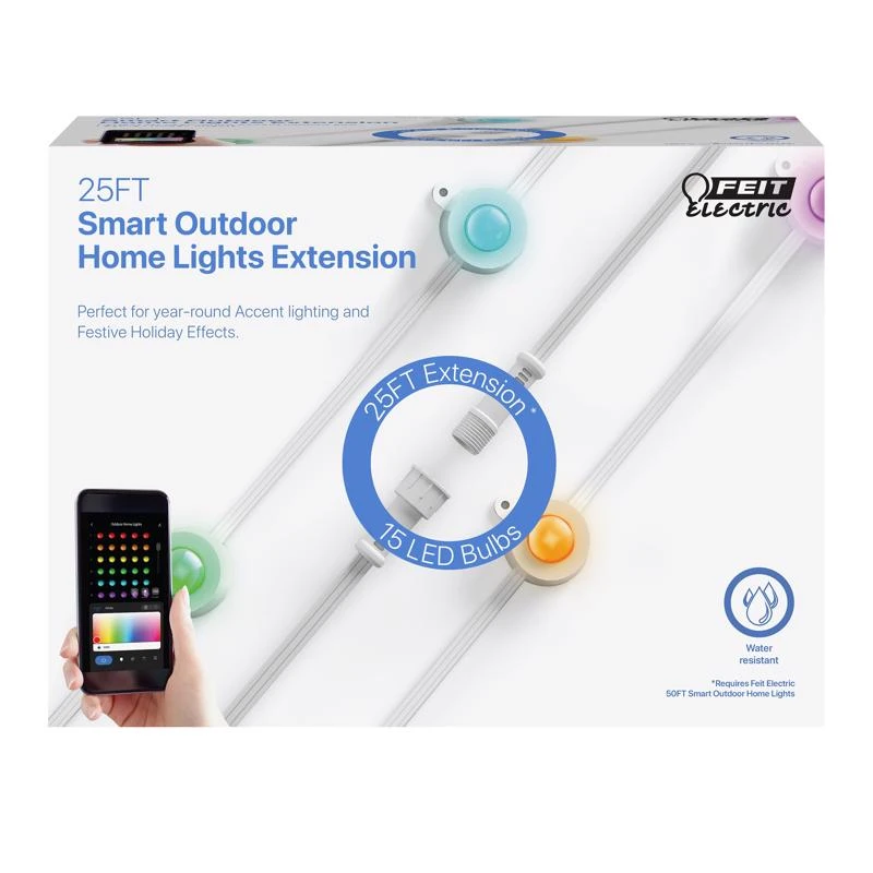 Feit Led Smart-enabled Color Changing String Lights Multicolored 25 Ft 15 Lights