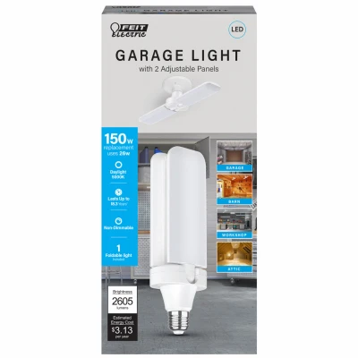 Feit Led Garage Light Bulb, 4 Foldable Panels, 26 Watts, 150 Watt Equivalent