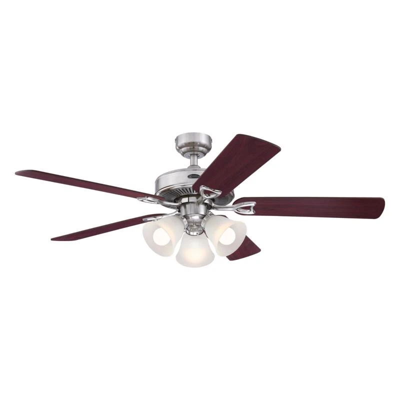 Westinghouse Vintage 52 Inch Brushed Nickel Brown Led Indoor Ceiling Fan