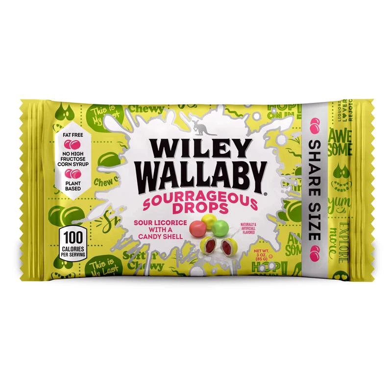 Wiley Wallaby Sourageous Drops Sugar-free Licorice Candy 3 Oz
