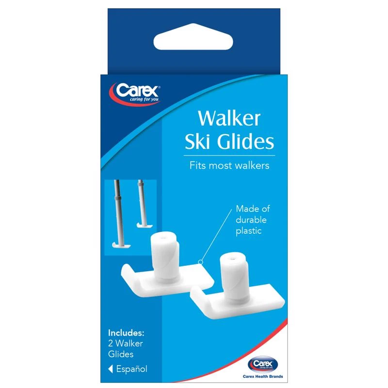 Carex Health Brands White Walker Ski Glides Plastic 2.30 In. H X 3.50 In. L