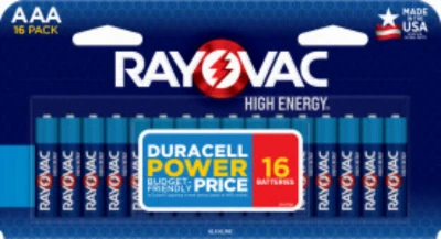 High Energy AAA (Triple A) Alkaline Batteries, 16 Pack