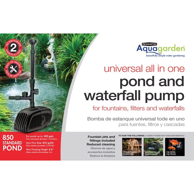 Pennington Aquagarden 0.075 Hp 832 Gph 120 V Universal Pond Pump Kit