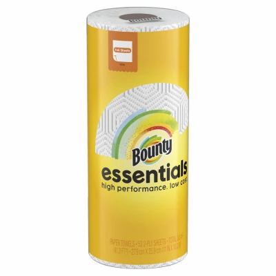 Bounty Essentials Full Sheet Paper Towels, 53 Sheets, 2-ply, 1 Single Plus Roll