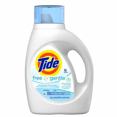Tide Free & Gentle Liquid Laundry Detergent, 42 Oz, 32 Loads, Dye & Perfume Free