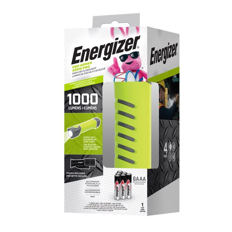 Energizer Pro Series 1000 Lumens Gray/green Led Flashlight With Aaa Batteries
