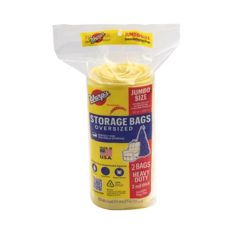 Warp's Jumbo Yellow Plastic Storage Bag 60 X 108 Inches