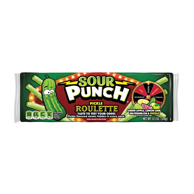 Sour Punch Pickle Roulette Assorted Chewy Candy 4.5 Oz
