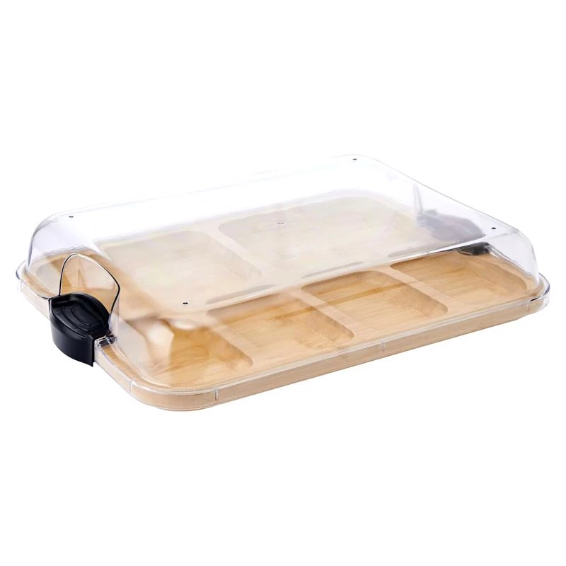Farberware 11x14 Inch Dual-sided Bamboo Cutting Board With Compartments And Locking Lid
