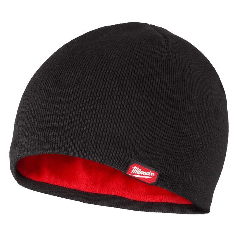 Milwaukee Black Fleece-lined Acrylic Beanie Sock Cap One Size Fits Most