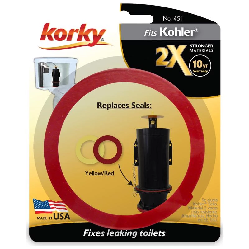 Korky 2x Long Life Red Rubber Toilet Flush Valve Seal For Kohler 3 Inch