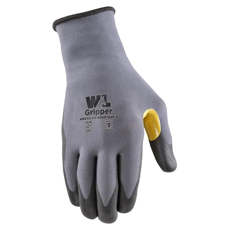 Wells Lamont Men's Xl Nitrile Coated Grip Gloves Gray/yellow 1 Pair