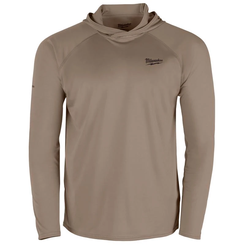 Milwaukee Workskin 2xl Sandstone Hooded Men's Sun Shirt With Upf 50+