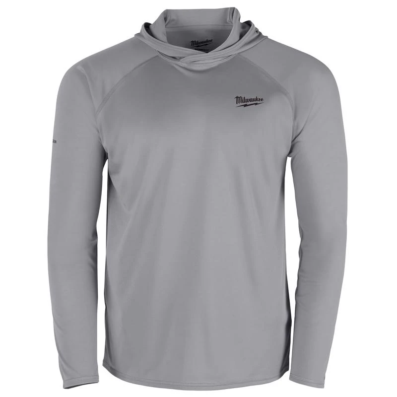Milwaukee Workskin Large Gray Hooded Men's Sun Shirt With Upf 50+ Protection