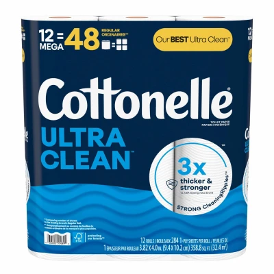 Cottonelle Ultra Cleancare Toilet Paper 12 Mega Rolls 284 Sheets Per Roll