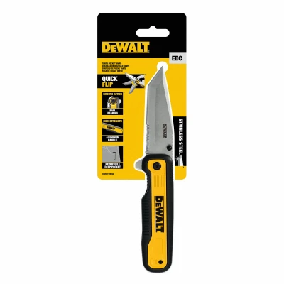 Dewalt 3.3 In. Tanto Pocket Knife, Stainless Steel Blade, Black/yellow