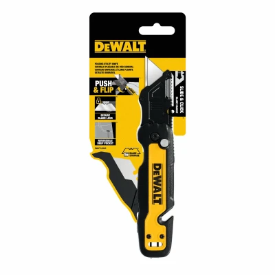 Dewalt Press And Flip Compact Utility Knife With Blade Storage Black/yellow