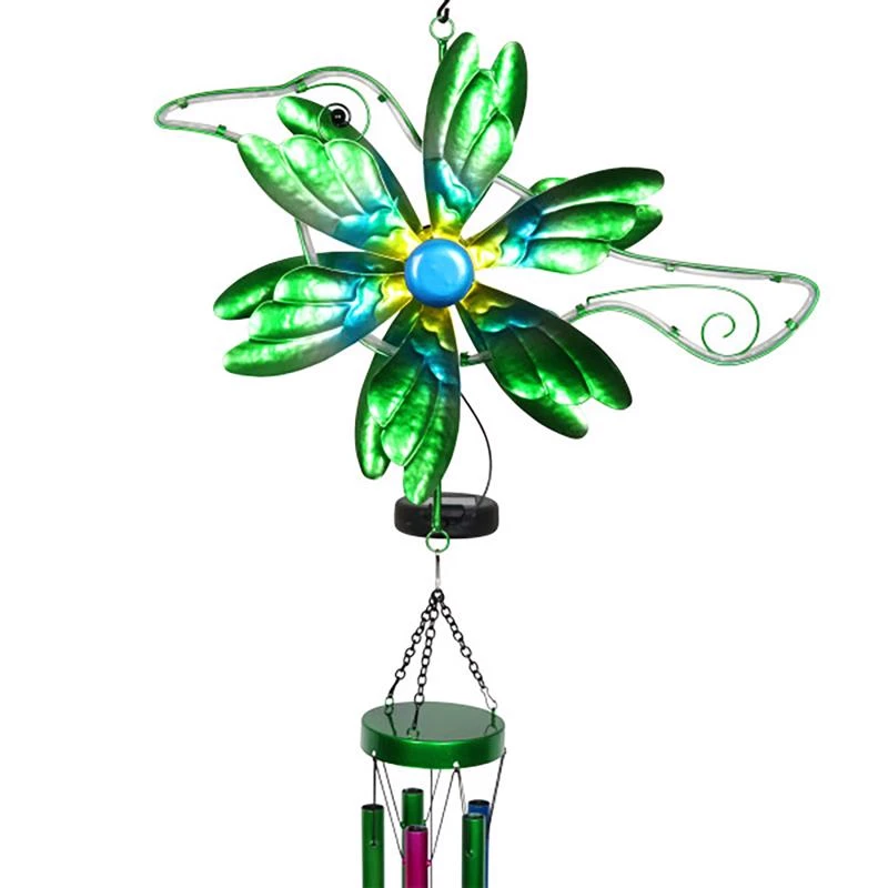 Exhart Multi-color Metal 41 Inch Hummingbird Wind Chime