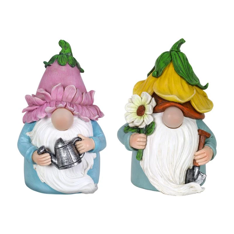 Exhart Resin Multi-color 7.48 Inch Solar Gnome Garden Statue