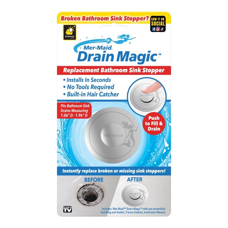 Mer-maid Drain Magic Strainer Chrome Brass 2.25 In. Dia.