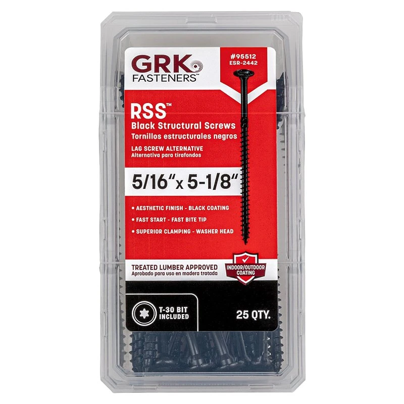 GRK Fasteners RSS 5/16 or No. 15 in. X 5-1/8 in. L Star Black W-Cut Structural Wood Screws 1 pk