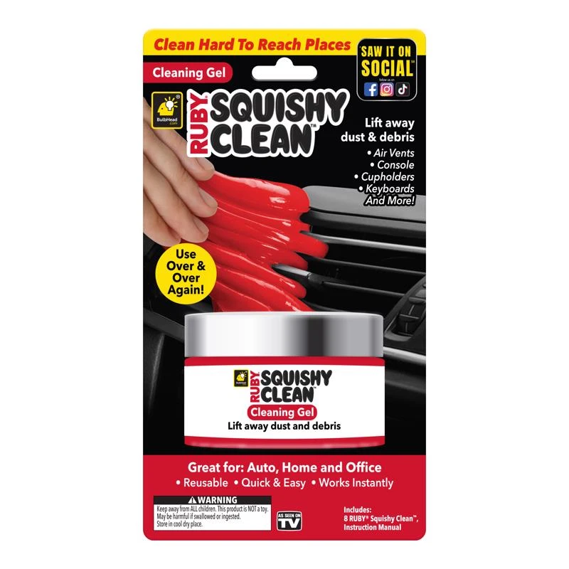 Ruby Squishy Clean Reusable Dust Cleaning Gel Red 7.5 Oz