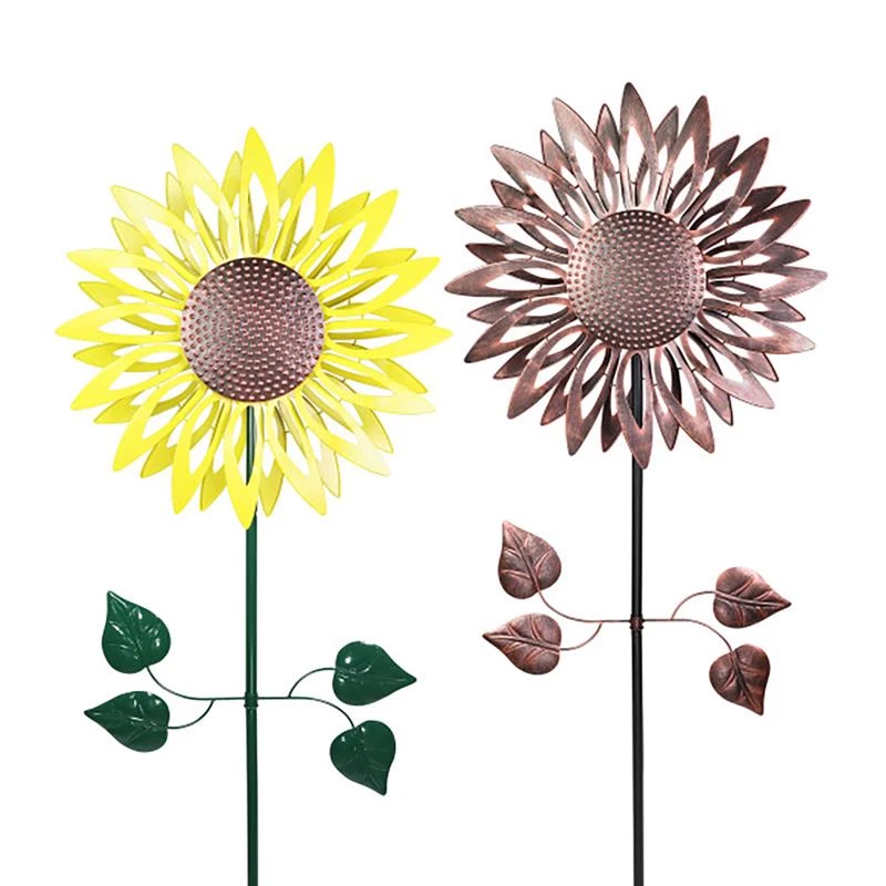 Exhart Assorted Metal 84 Inch Kinetic Sunflower Outdoor Garden Stake
