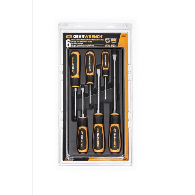 Gearwrench 6 Piece Phillips And Slotted Dual Material Screwdriver Set