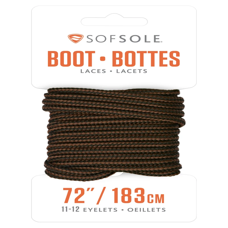 Sof Sole 72 Inch Black-brown Round Boot Laces