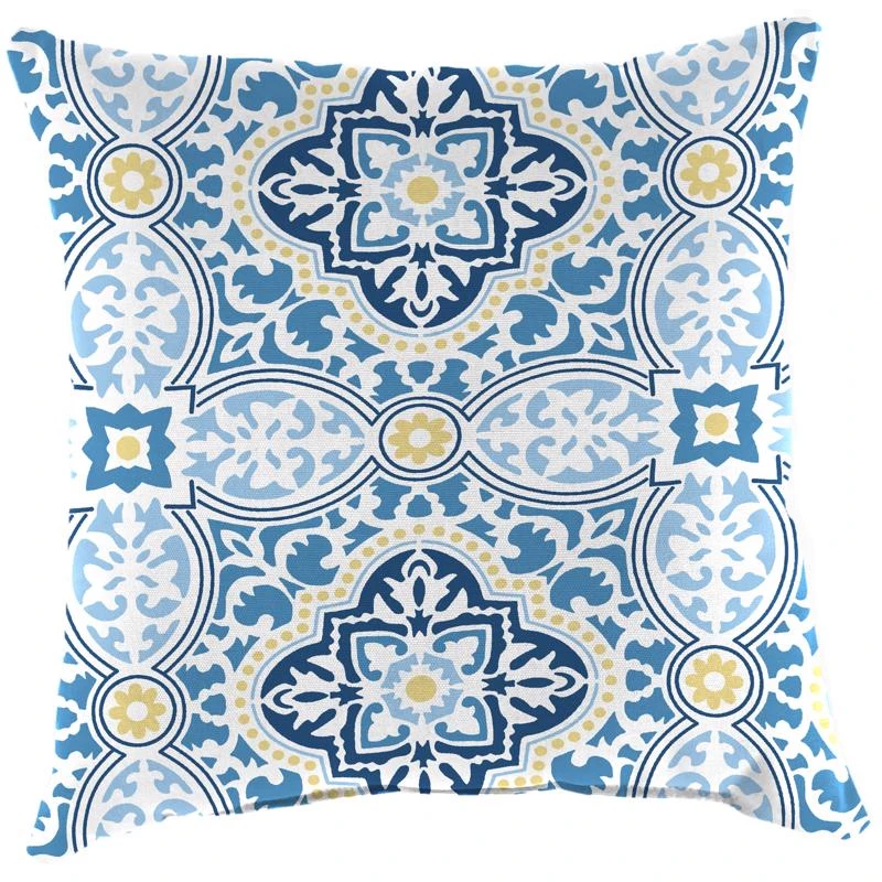 Jordan Manufacturing Blue Geometric Polyester Throw Pillow 4 H X 18 W X 18 L