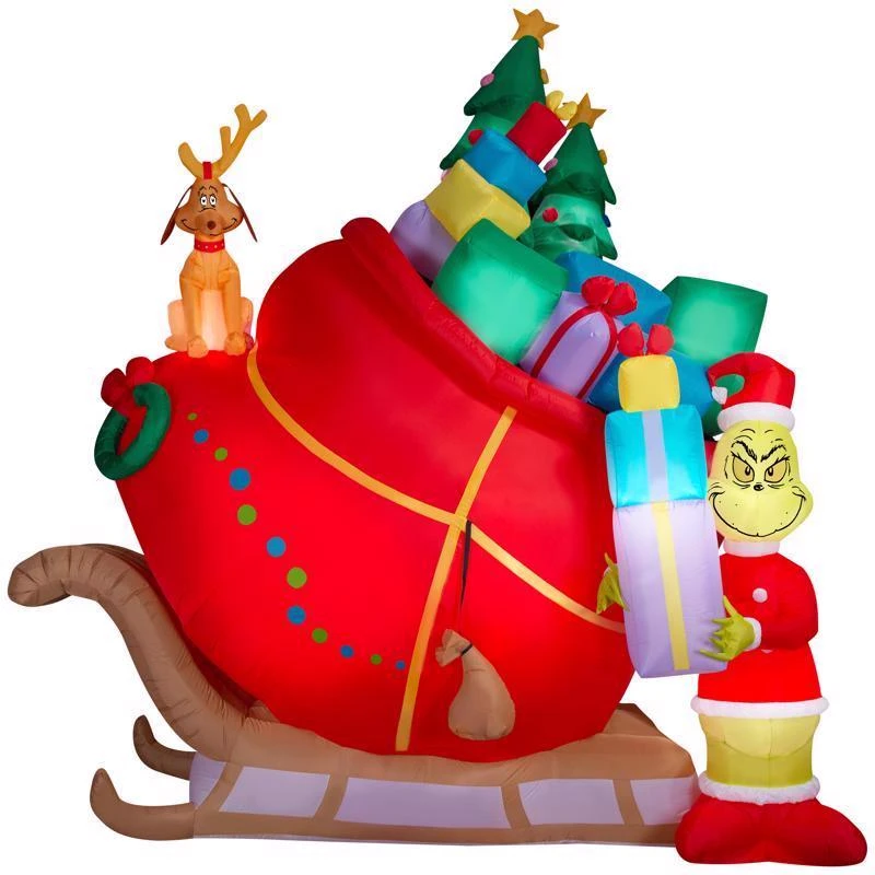 Gemmy Grinch And Max Sleigh 155 Inch Christmas Inflatable Decoration